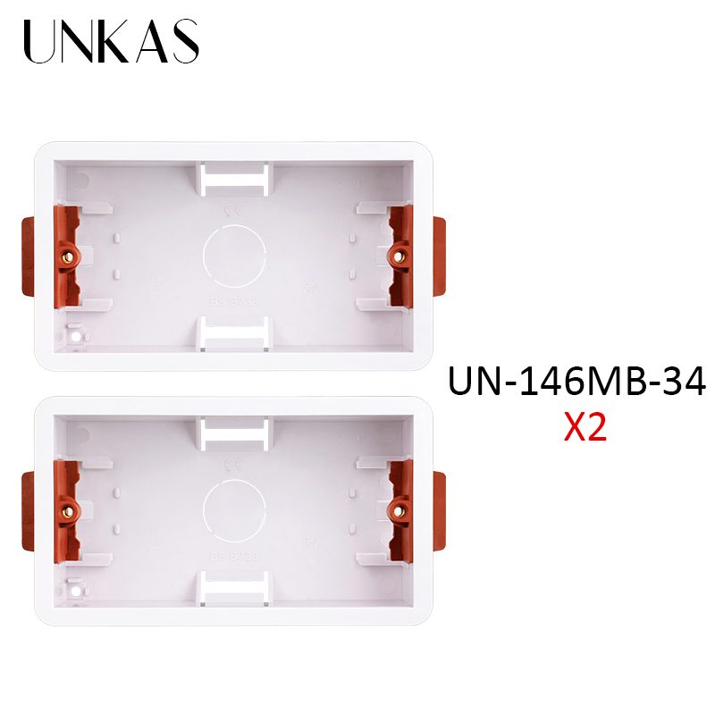UNKAS Dry Lining Box For Gypsum Board / Drywall / Plasterboad 34mm Depth Wall Switch Socket 86mm / 146mm / 172mm Cassette: 2 Unit 146MB-34