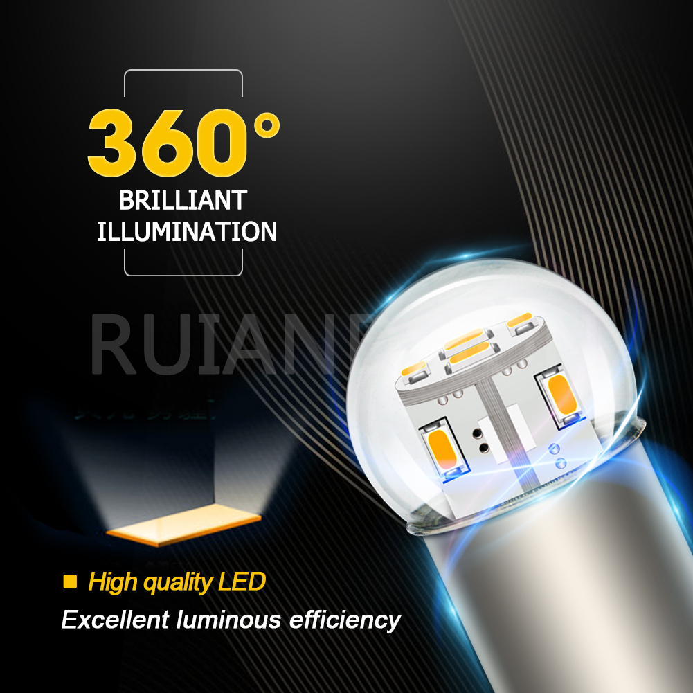Ruiandsion 1156 P21W BA15S 1157 BAY15D BA15D 6V 12V 24V 48V LED voiture Moto ampoule de recul lampe de stationnement feux de freinage automatique