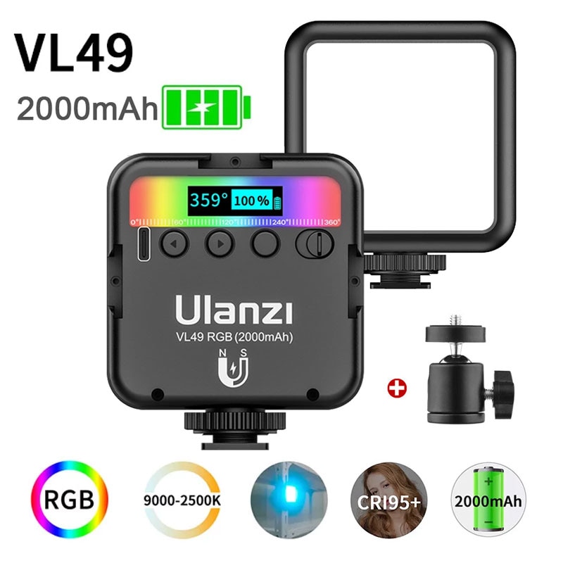 Orsda Ulanzi VL49 Mini Video Licht Verlichting Voor Fotografie 2000Mah 2500K-9000K Rgb Led Video Camera licht Vlog Vullen Lichten Live