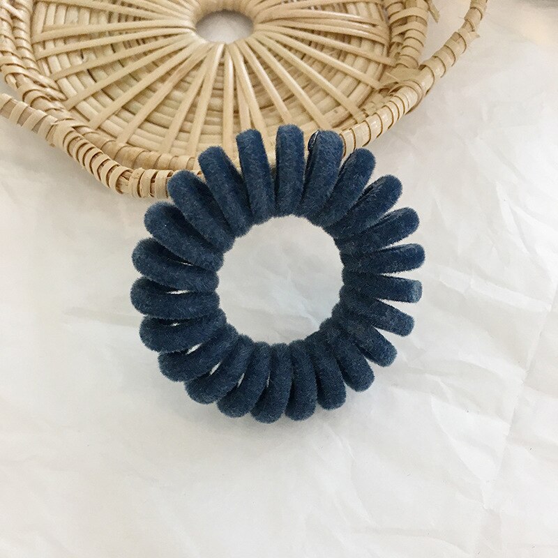 Hohe Elastizität Telefon Spule Haarbänder Frauen Spirale Haar Krawatten Mädchen Haar Ringe Seil Einfarbig Haar Zubehör Gum Scrunchy: Marineblau