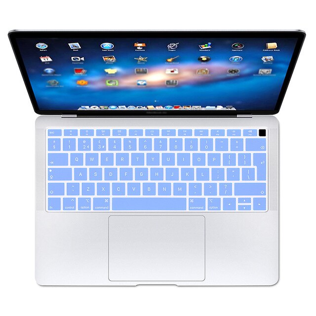 MacBook Air 13 A1932 Keyboard Protector - Silicone Euro Layout Dustproof Waterproof Skin: Quiet Blue