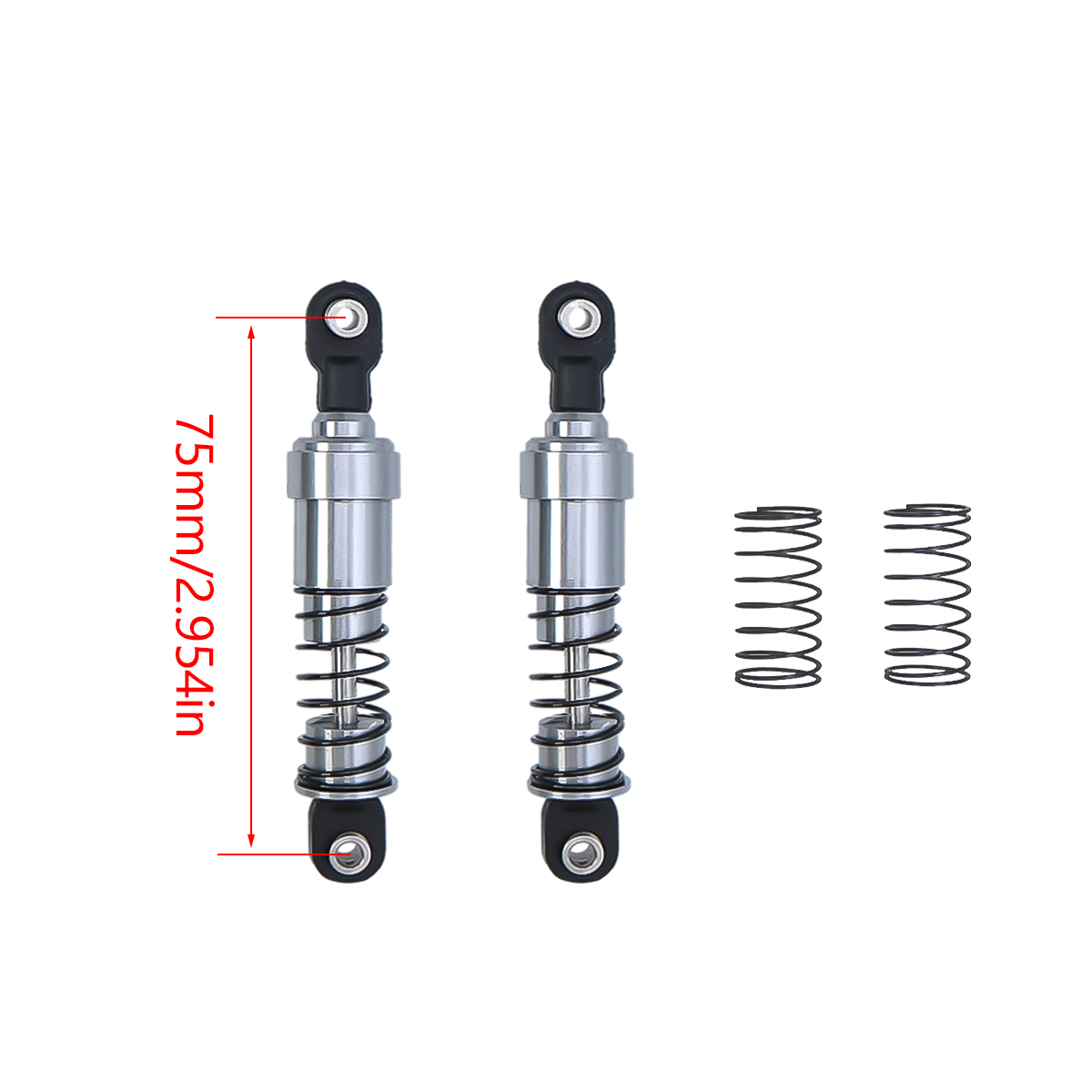 Aluminum Big Bore Shocks With Oil Filled 75mm 85mm 95mm 105mm 115mm For 1/10 RC Crawler LCG Cheater Rigs Capra SCX10 90046 TRX4: WHITE