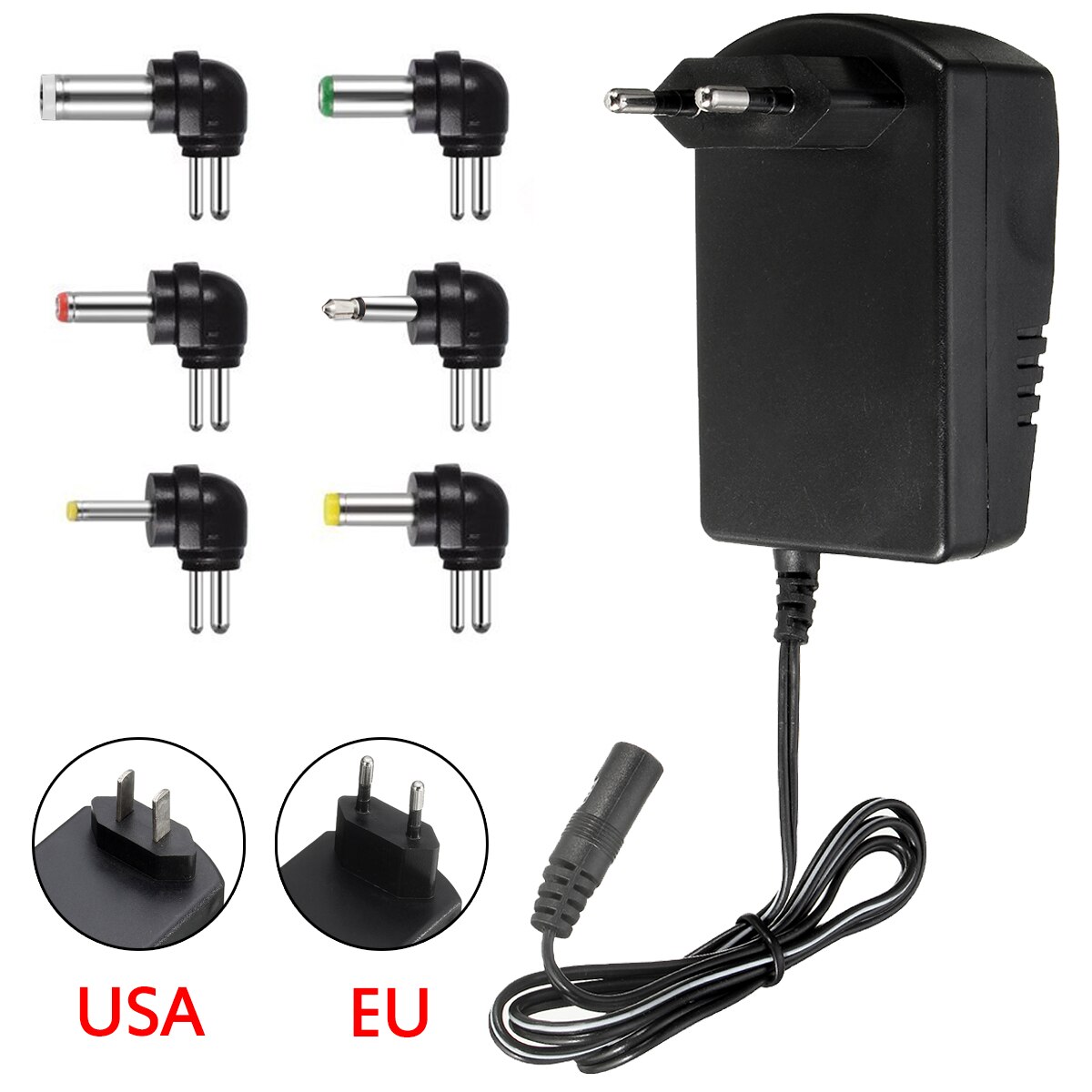 Multi Voltage 3 v 4.5 v 6 v 7.5 v 9 v 12 v Voeding Adapter Converter Kabel 6 stekkers