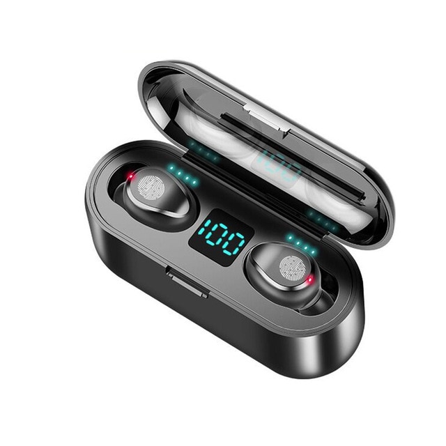 Drahtlose V 5,0 Bluetooth Kopfhörer HD Stereo Kopfhörer Sport Wasserdichte Kopfhörer Mit Dual Mic und 2000mAh Batterie Ladung fallen: schwarz