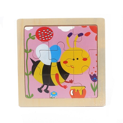 Kids Toy Wood Puzzle Small Size 11*11cm Wooden 3D Puzzle Jigsaw for Children Baby Cartoon Animal/Traffic Puzzles Educational Toy: ant