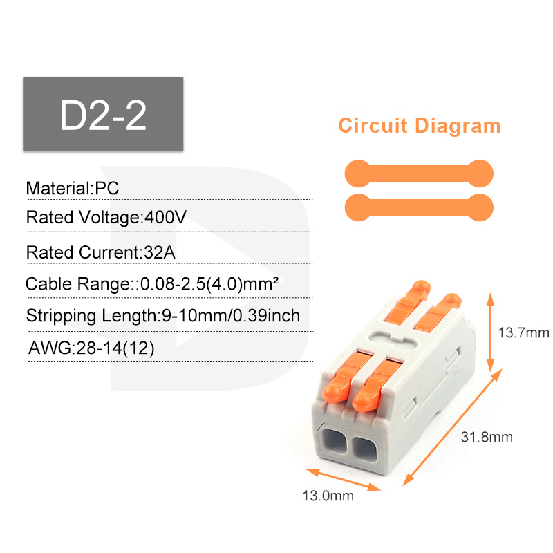 Quick Wiring Cable Connectors 2/3Pin Universal Compact Electrical Conductors SPL Splicing Splitter Push-in Home Terminal Block: Dark Grey