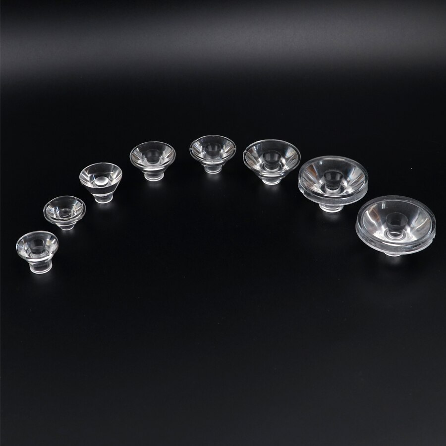 Lente cóncava de 18mm, 20mm, 21mm, 23mm, 24mm, 29mm, 33mm, 36mm, PMMA, COB, LED, condensador de linterna, lente cóncava convexa plana
