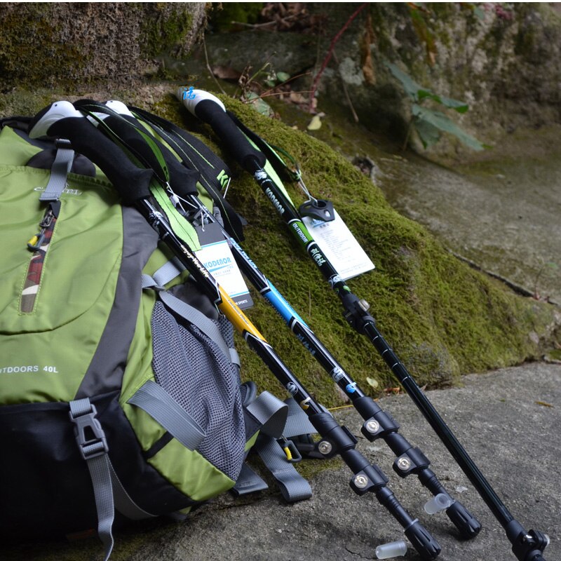 Catzer Outdoor 195g Trekking Pole Carbon Fiber Telescopic Folding Outer 3 Section Walking Stick for Hiking Camping Climbing