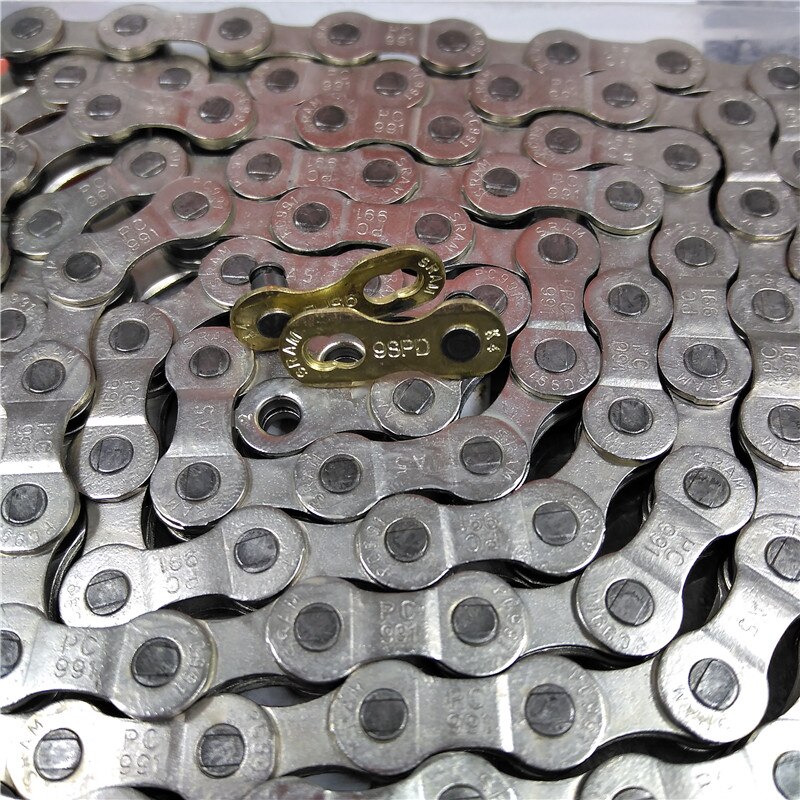 Mountain Bike 9 Speed Chain Step Riveting with Power Link Connector 114 Links Bicycle Parts