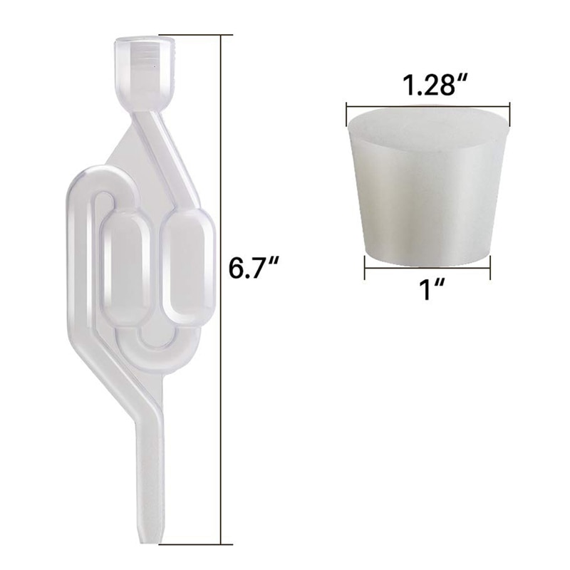 JEYL Fermentation Air Lock, 5 S-Shaped Air Locks with Silicone Rubber Plugs, Food Grade Fermentation Sealing Valve