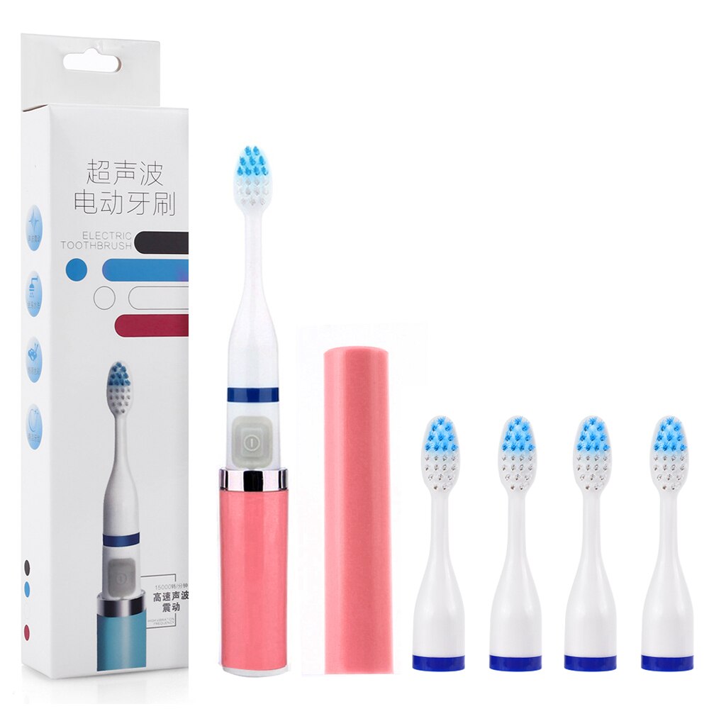 Electric Toothbrush buy one get one Waterproof Sonic Toothbrush Portable Travel Toothbrush with Replaced Heads Oral Care: Pink-5 head