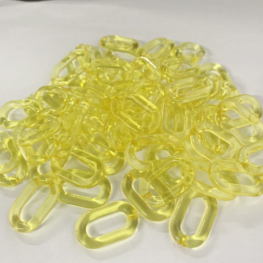 50pcs/bag Frosted DIY Detachable Replacement Shoulder Strap Bag Acrylic Resin Handbag Chain Strap Bands Bag Accessories 27*17mm: transparent yellow