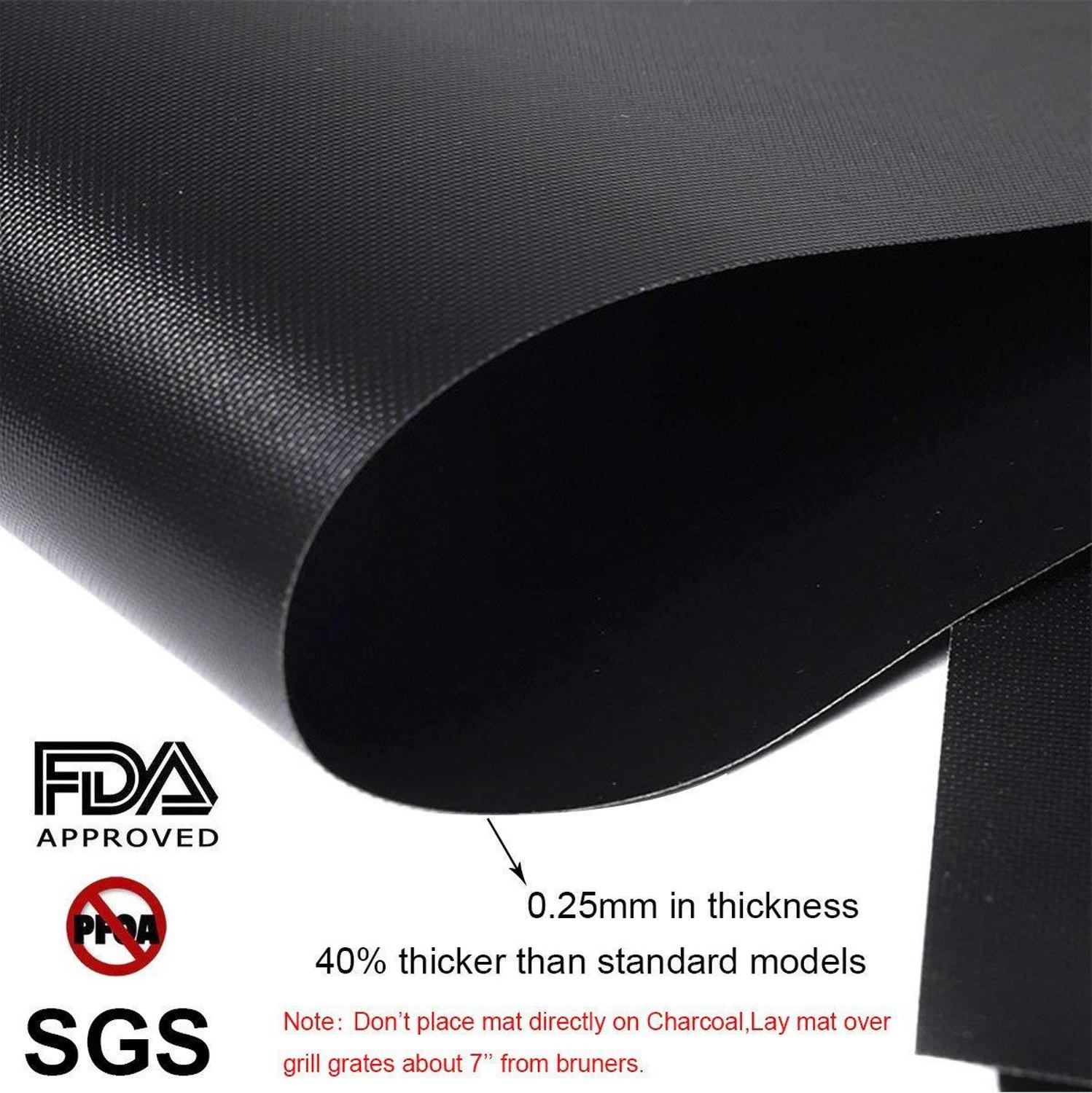 Barbecue mat, Grilldom and Reusable BBQ Grill Mat, Teflon Non-stick 0.2mm, 40x33cm(Black)