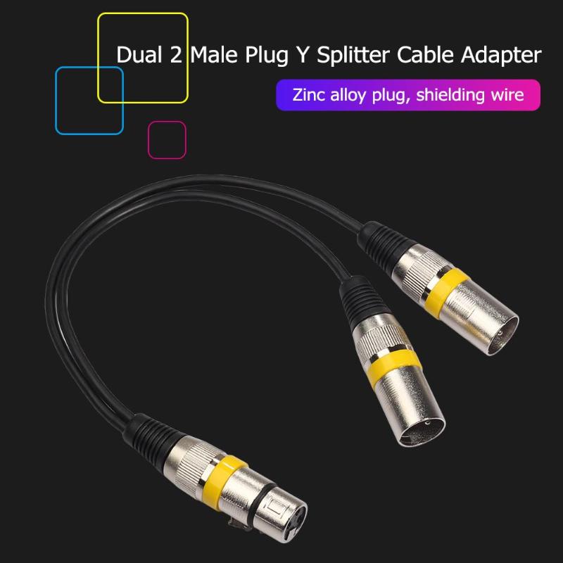 3Pin XLR Female Jack to Dual 2 Male Plug Y Splitter 30cm Adapter Cable Wire