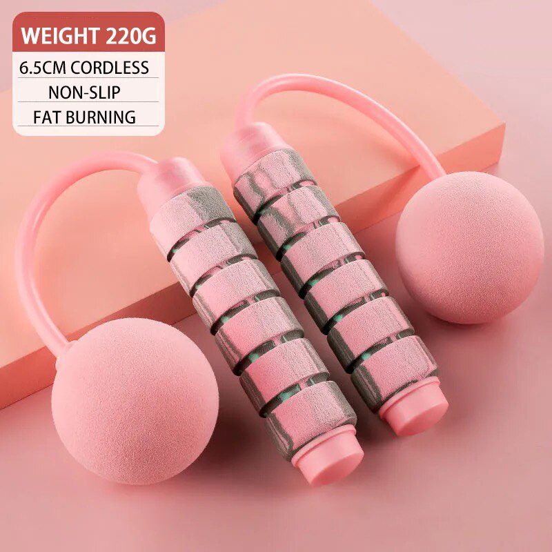 Dragende Draagbare Rope Skipping Fitness En Bodybuilding Aërobe Oefening Indoor Mute Body Vormgeven Springtouw: Cordless-PINK