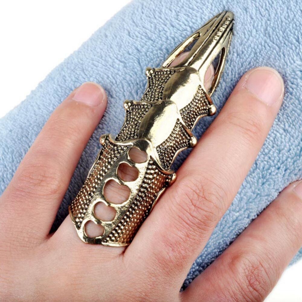 2 pcs Punk Gothic Volledige Finger Armor Talon Claw Ringen Robot Metal Armoring Joint Knuckle Ring voor Vrouwen Mannen Party sieraden