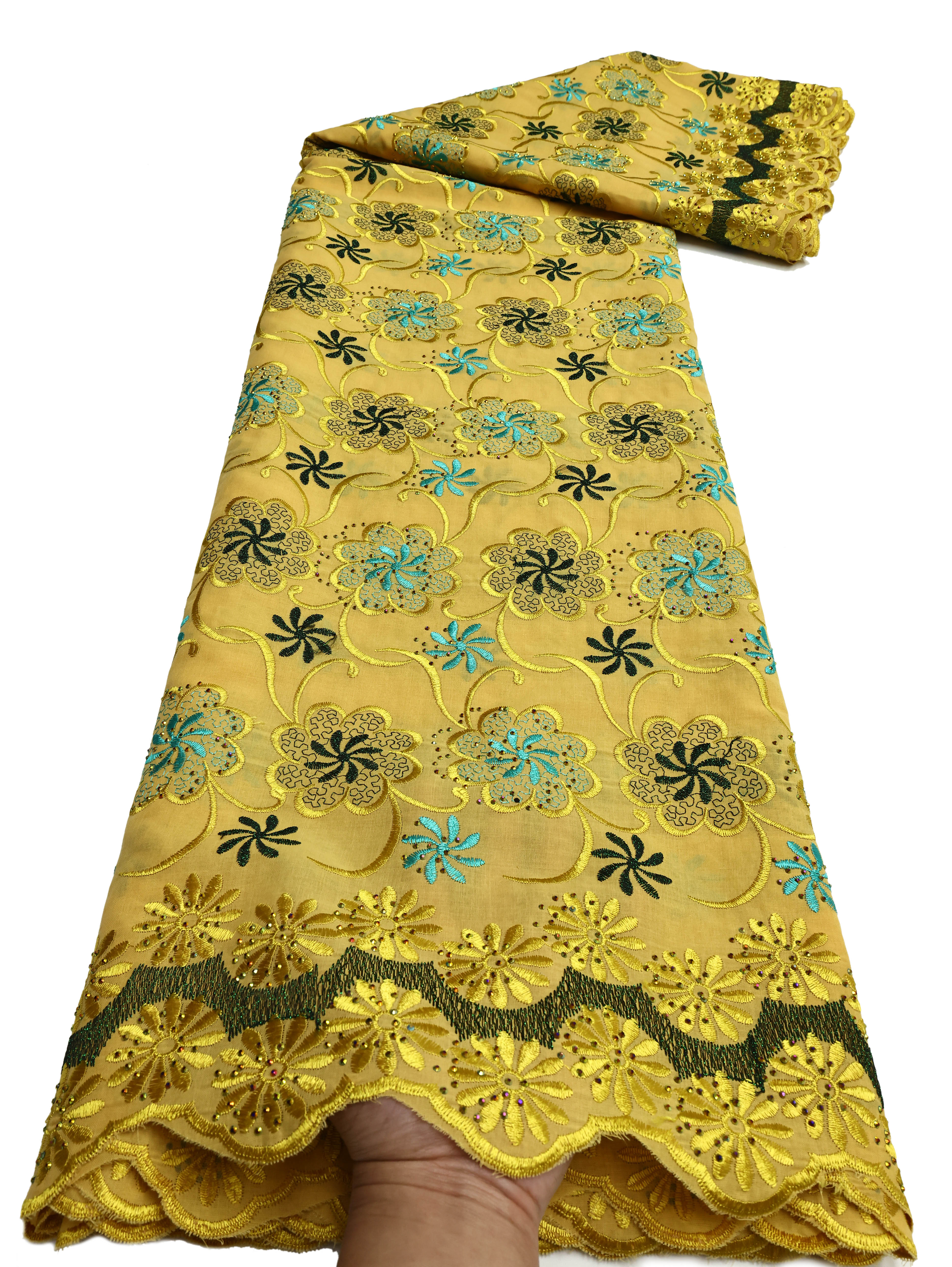 2025 Afrikaanse Nigeriaanse Tule Kant Stof Katoen Damast Guipure Formele Prom Party Gown Dress 5 Yards: Transparant