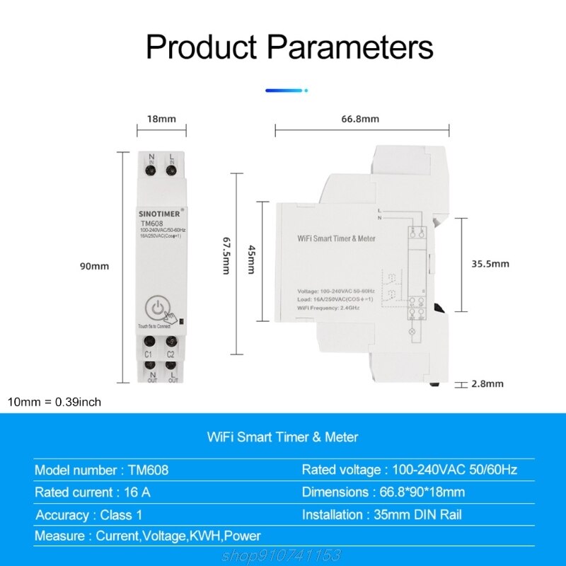 100-240VAC Single Phase WIFI Home Energy Meter with Timer Switch Remote Control by APP Voltage Current Detection F06 21