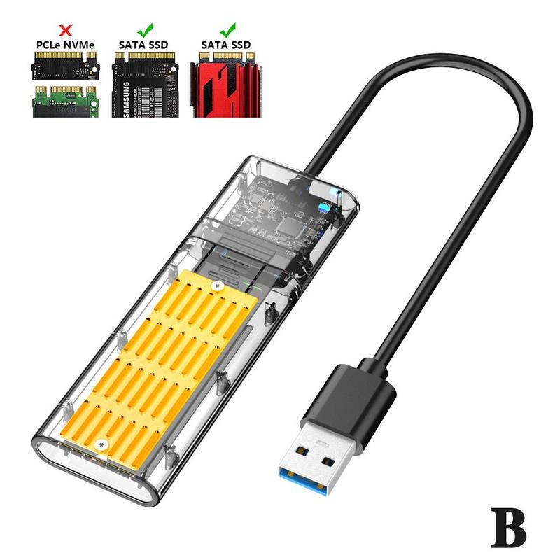 M2 SSD Box NVME/SATA Box M.2 To Type-C SSD Adapter Transparent SATA Key For NVME Disk Hard PCIE Box NGFF M/B Box SSD Disk W5C6: B