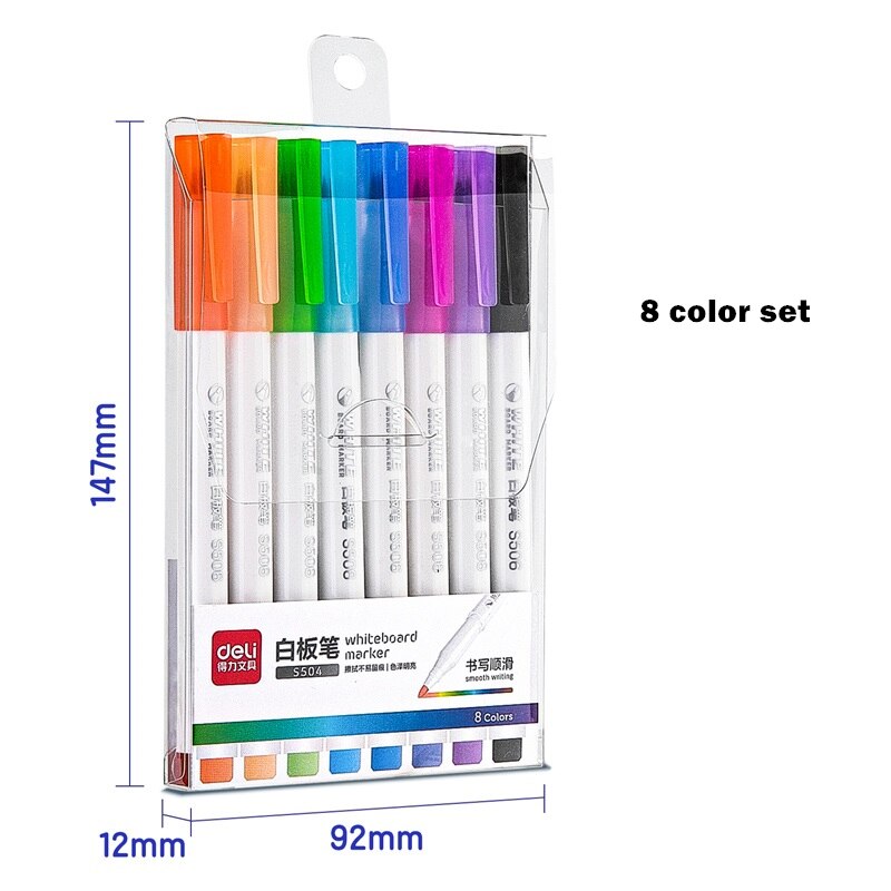 Rotuladores borrables de pizarra blanca para niños, juego de bolígrafos de varios 12 colores para dibujo, oficina, Reunión, profesor de escuela, A6759: 8 Color set