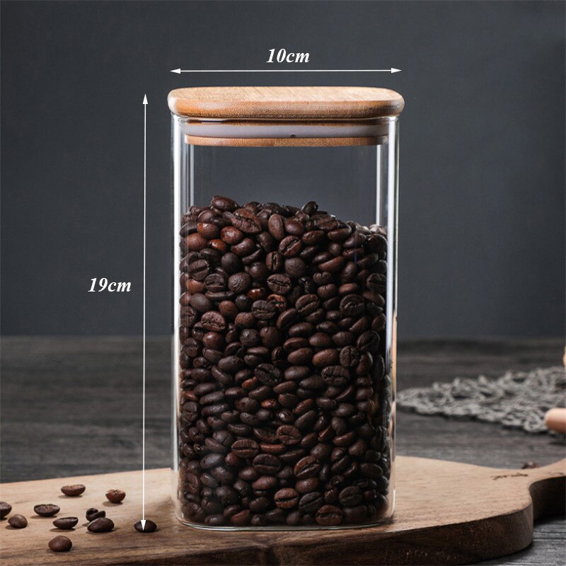 Pote de vidro transparente, prato selado para armazenar grãos de café, recipiente para comida: 1200ml