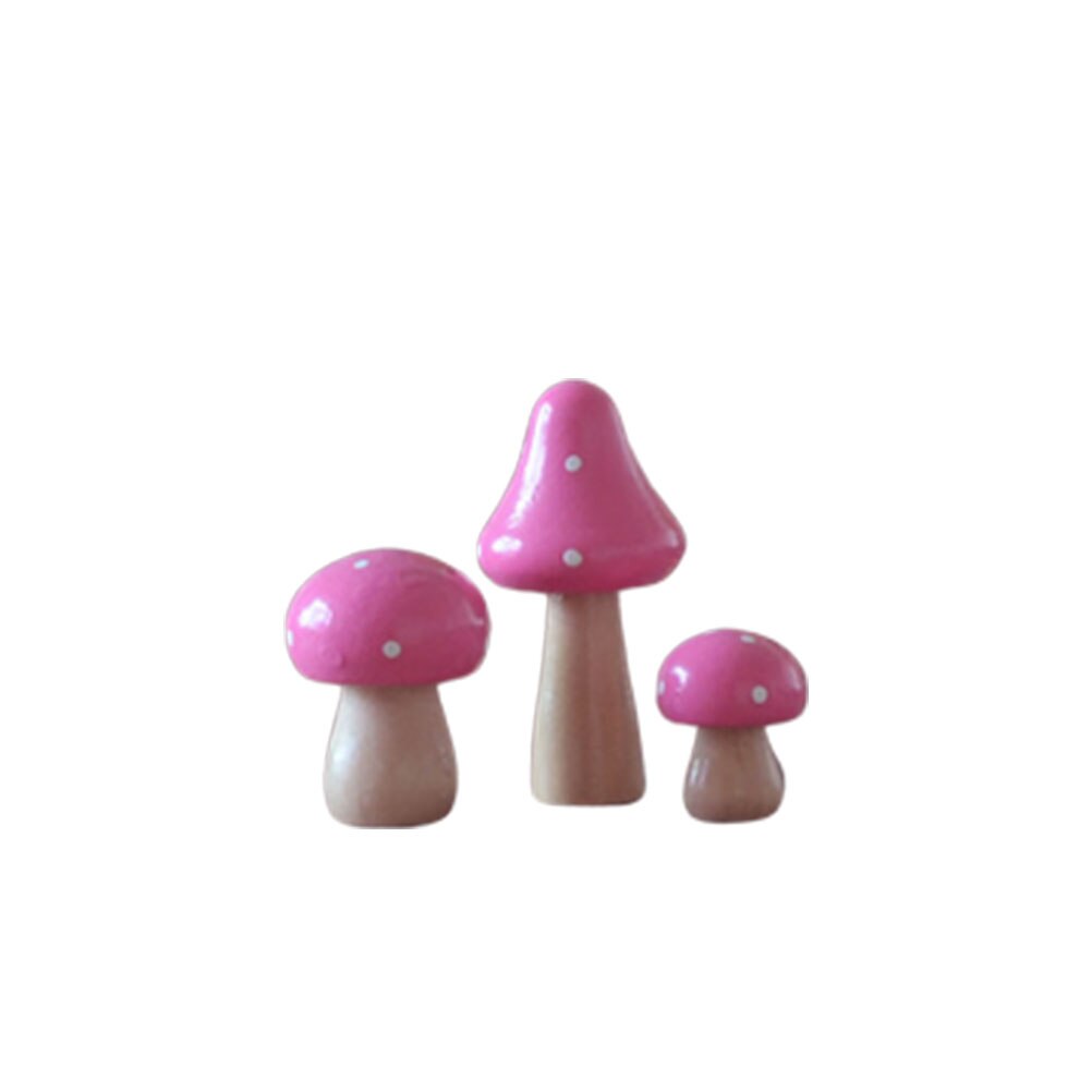 3 pièces simulées champignon Portable attrayant Durable parure de bureau artificielle champignon Sculpture en bois: Gris clair