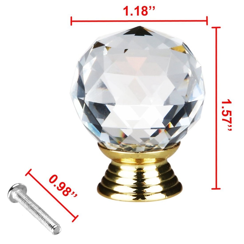 Big Gold 10 Stuks 30Mm Crystal Glass Cabinet Knop Lade Pull Handvat Keuken Deur Kledingkast Hardware Gebruikt Voor kast Lade