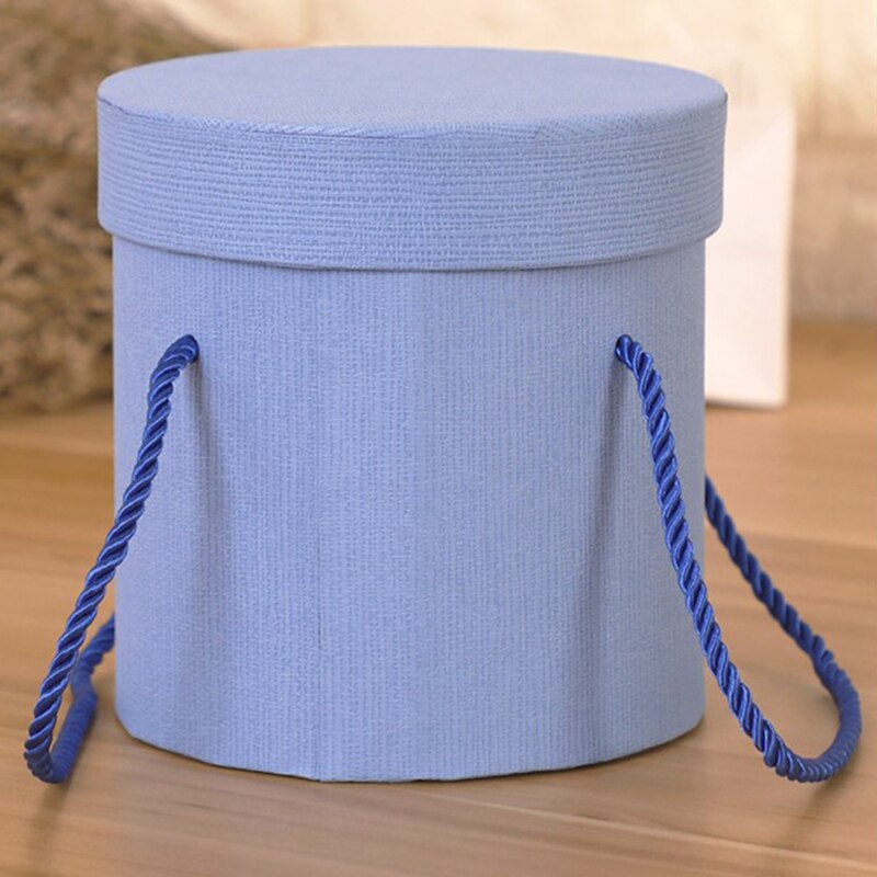 Ronde Bloem Papier Dozen Deksel Knuffel Bloemist Flower Box Candy Bar Houd De Emmer Geschenkverpakkingen Party Huwelijkscadeau opbergdoos: Blauw