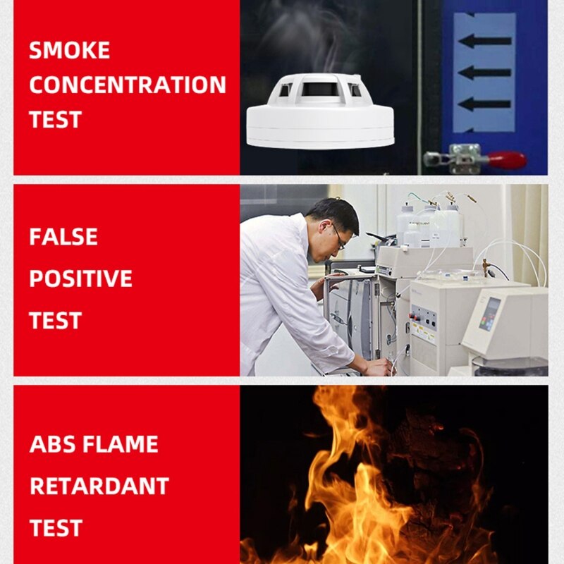 85dB Voice Fire Smoke Sensor Detector Alarm Tester Home Security System for Kitchen/Restaurant/Hotel/School/Factory