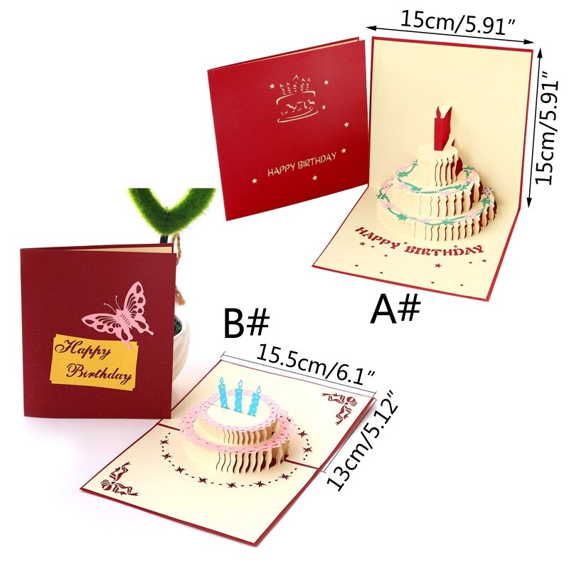 3D Pop Up Cards Cake Birthday Card Anniversary Postcard Greeting Cards