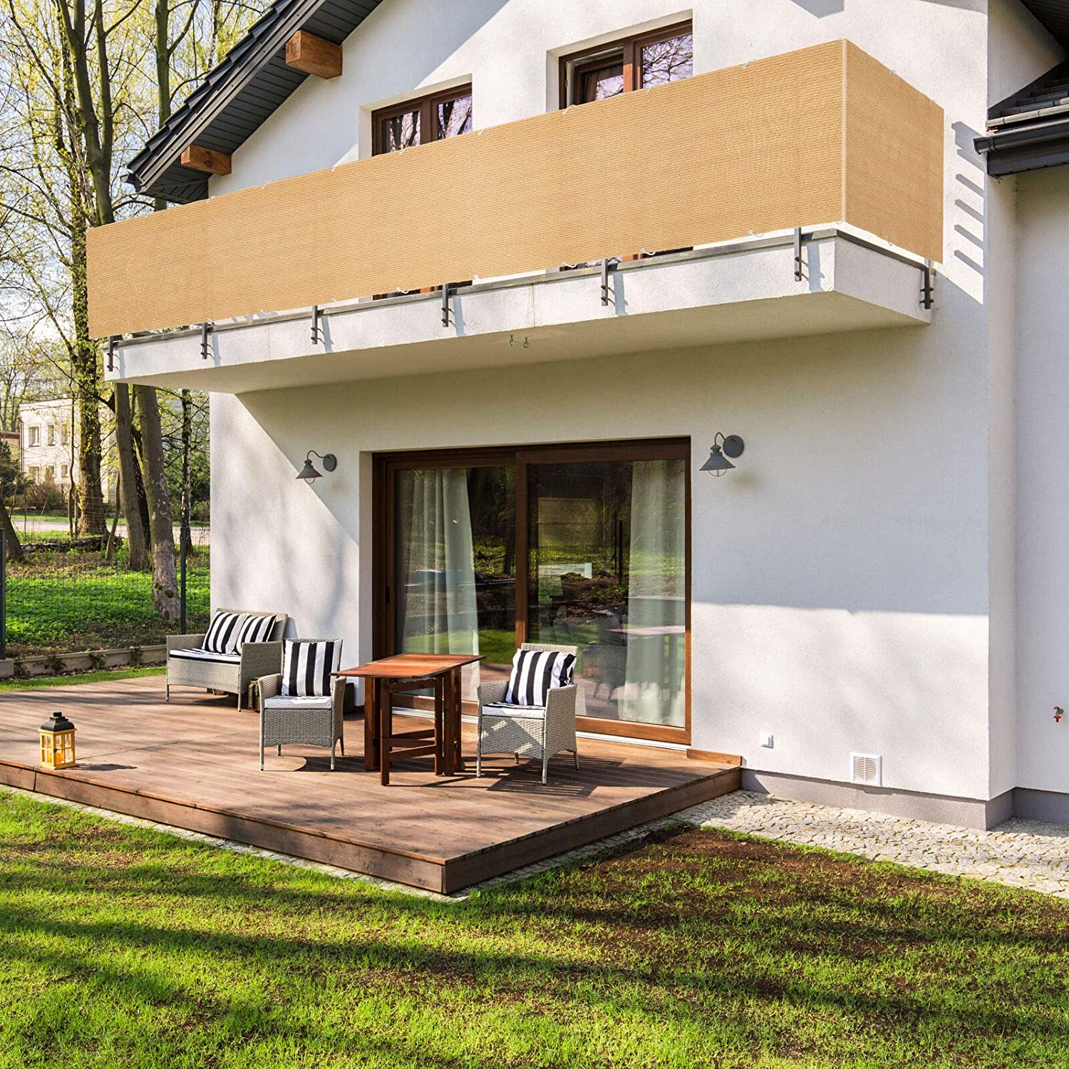 TECHTIMES Recinzione Dello Schermo di Segretezza 6 'x 25' Recinto Della Maglia Tarp 90% Il Blocco del Cavo cerniera lampo cravatte in forma per Esterno recinzione cantiere Ombra Della Copertura: sand