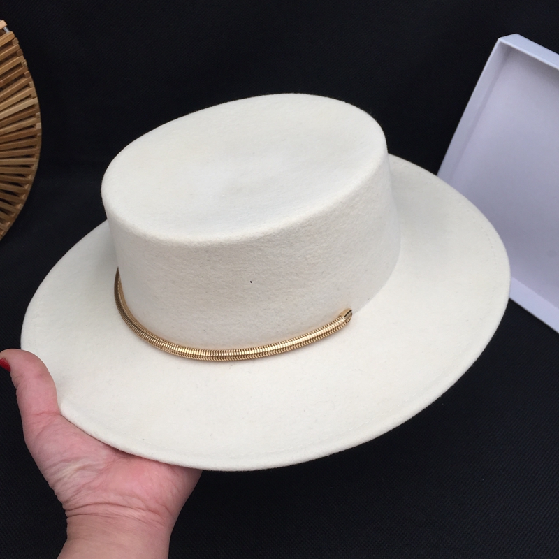 Sombreros de ala ancha con temperamento de diosa, lana blanca, para , Panamá, Europa, Estados Unidos, británico