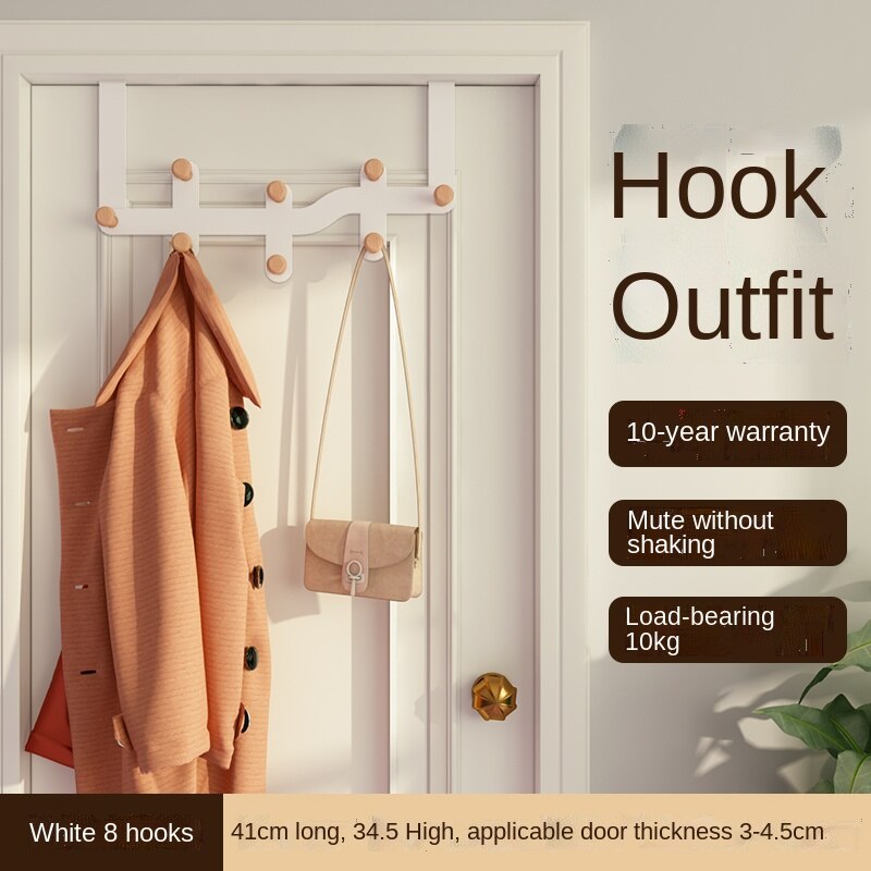 Gancho para colgar ropa detrás de la puerta, sin perforaciones para dormitorio colgador, estante montado en la pared, perchero para abrigo y sombrero