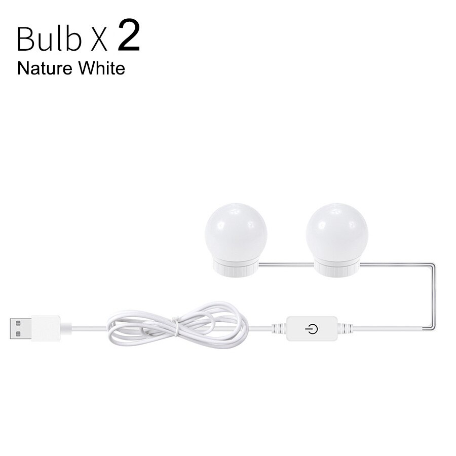 Make up Spiegel Vanity Led-lampen Kit Usb-poort Opladen Cosmetische Make-up Licht Spiegels Lamp Verstelbare Helderheid lichten A1: 2leds