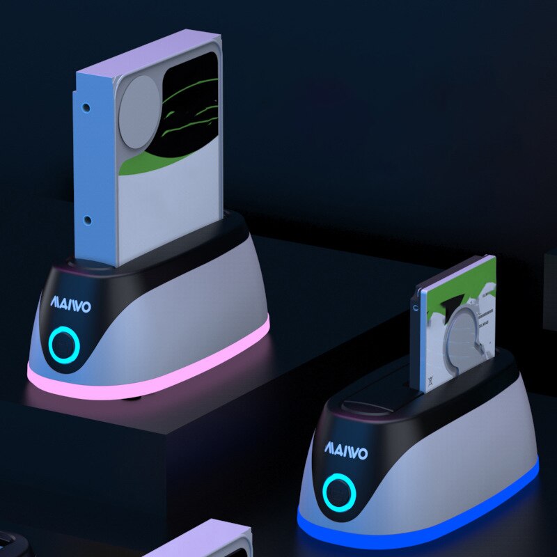 Station d'accueil MAIWO HDD SSD RGB USB3.0 à SATA 3.0 prise en charge de la Station d'accueil du disque dur pour Windows10 Mac OS prise américaine