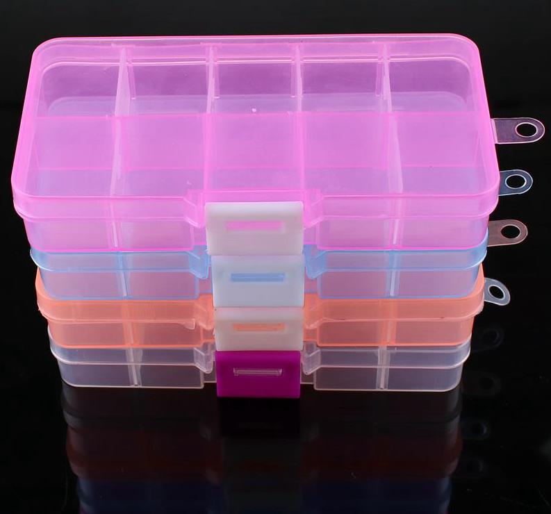 10 Slots Cellen Kleurrijke Draagbare Sieraden Tool Opbergdoos Container Ring Elektronische Onderdelen Schroef Kralen Organizer Plastic Case