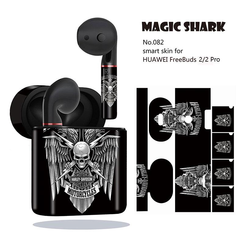 Magic Shark fajne Punk czaszka szkielet Motor Rider Rose pcv skrzynki pokrywa Wrap naklejka dla HUAWEI Freebuds 2 i 2 Pro