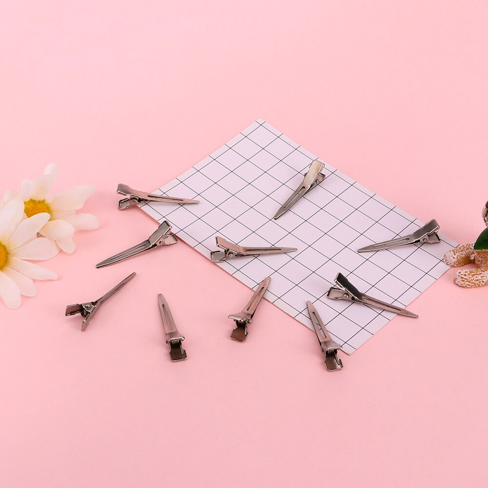 50 Pcs Metal Silver Flat Base Duck Mouth Ultra-thin Hair Clips Hairdressing Hair Styling Cutting Partition Auxiliary Hair Clip
