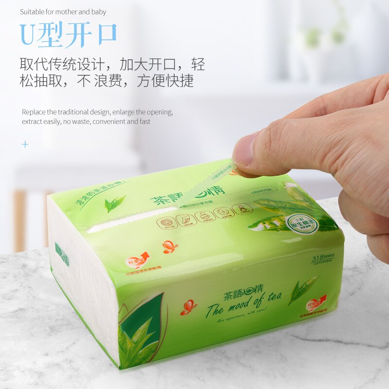 Tea language log paper three layers one packets of facial tissue paper napkin full box of household hygiene paper towels