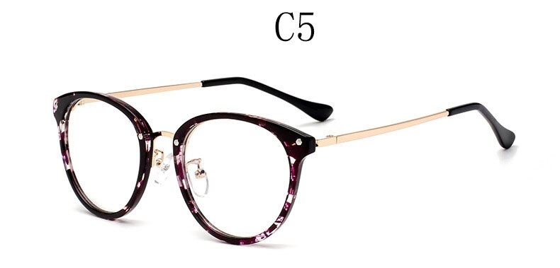 Retro runde briller kvinder gennemsigtige klare glas briller stel kvindelige klassiske vintage trends nitte briller briller: C5