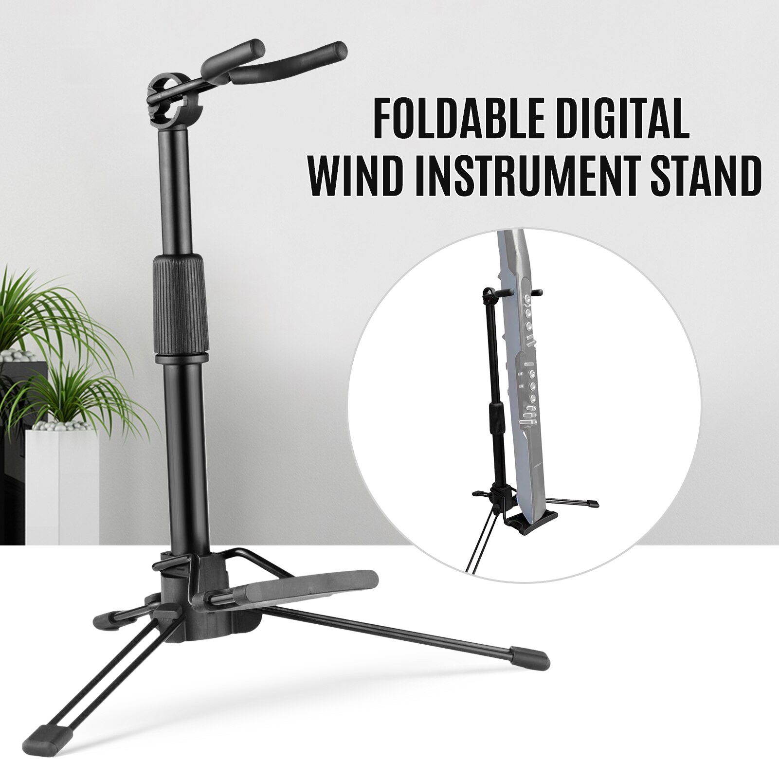 Muslady Foldable Digital Wind Instrument Stand Adjustable Metal Aerophone Holder Musical Instrument Stand