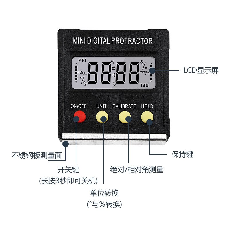 Digital Protractor Inclinometer Level Box Waterproof Angle Finder Measure Bevel Box Goniometer Magnet 90 degrees Gauge Ruler