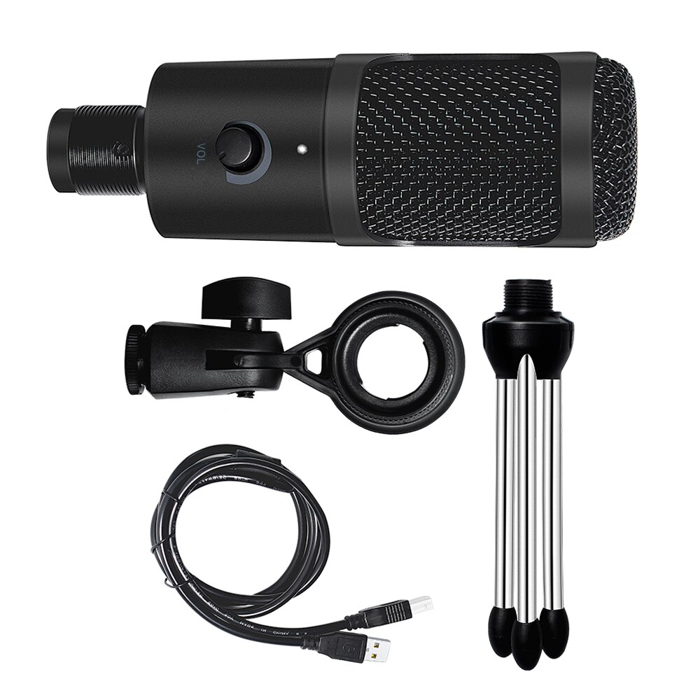 USB Condenser Microphone for Computer Karaoke Studio Microphone for Gaming Recording Broadcasting Mic with Clip Tripod Stand: Default Title