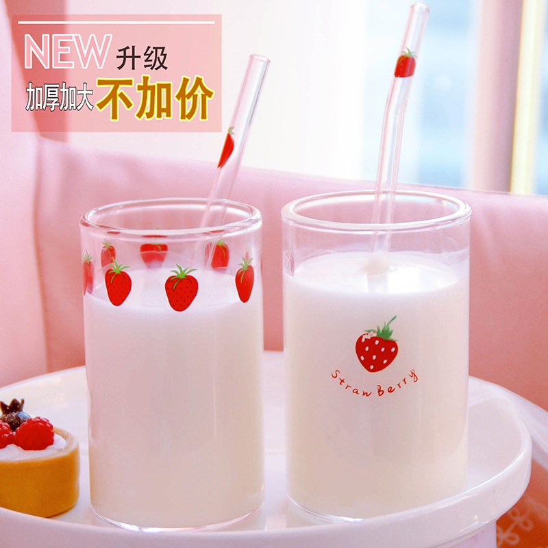 JSJJAEY Tasse à Eau Borosilicate Nana Nana Mignon Fraise Lait de Verres Boire Verres Coupe avec JSJJAEY Tasse à Eau Borosilicate Nana Nana Mignon Fraise Lait de Verres Boire Verres Coupe avec