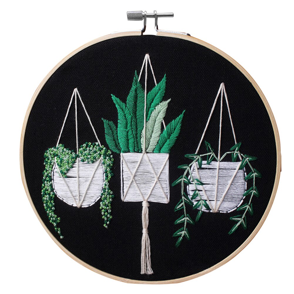 Cross Stitch Embroidery Starter Kit Craft Tool Sewing Stamped DIY With Needles Home Decoration Plants Pattern Art Needlework