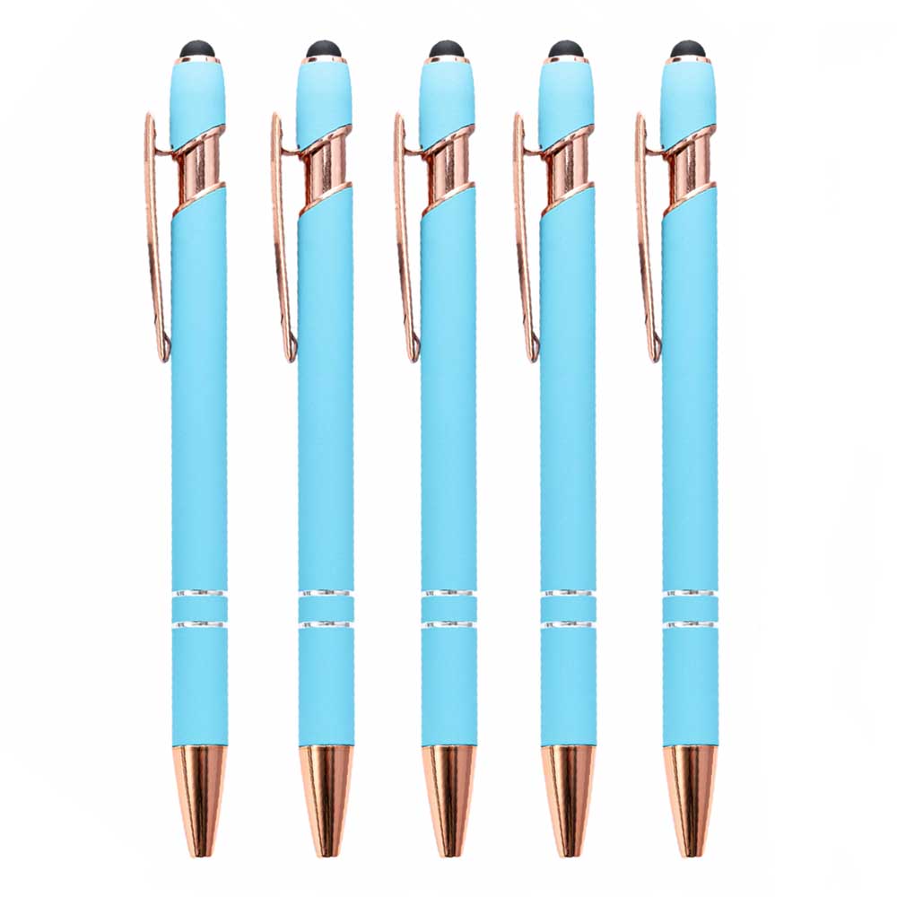 Bolígrafo de 5-10 piezas con punta para lápiz óptico, metal, bolígrafo con lápiz óptico 2 en 1, tinta negra de 1,0 mm para teléfono inteligente, tableta: Rojo