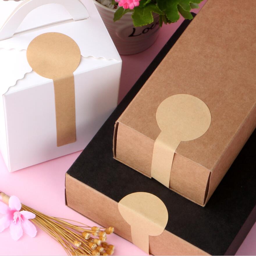 40pcs/lot Vintage Blank Long lollipop Kraft paper Sticker for Handmade Products baking seal sticker label