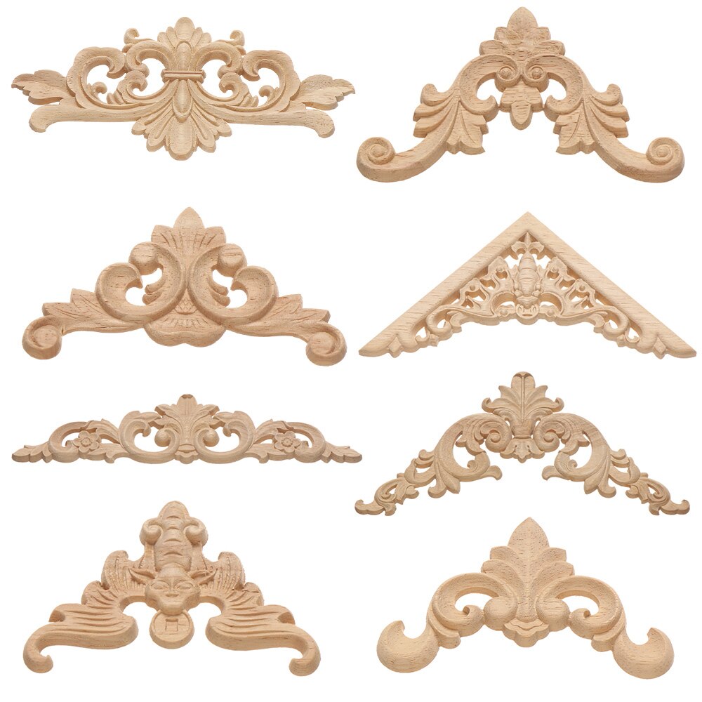 Figurines en bois sculpté à motif Floral naturel, applique d'angle, meuble d'angle, décoration Unique, décoration