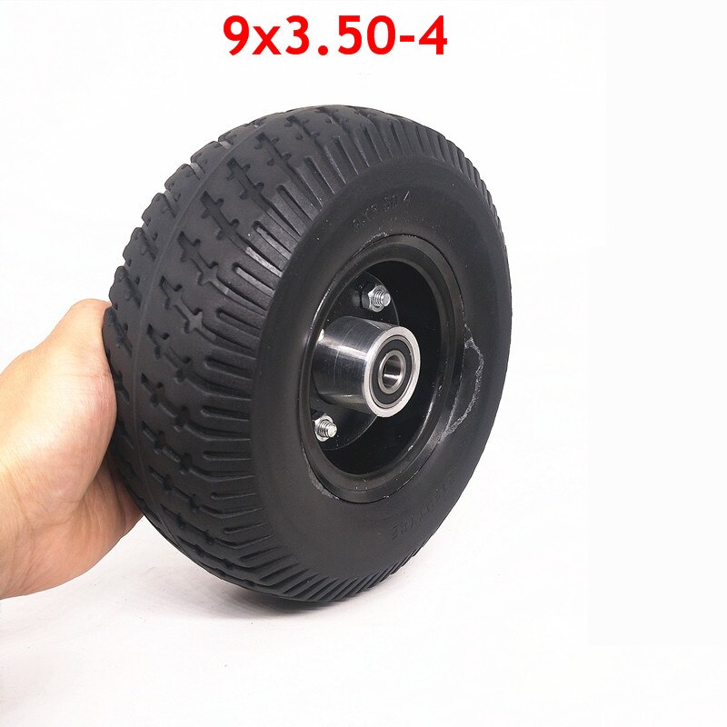 Wysokiej jakości 9 Cal koła 9x3.50-4 opony solidna opona i obręcz Combo dla skuter na gaz deskorolka motorynka elektryczny trójkołowiec