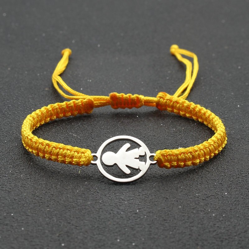 Rvs Schattige Kleine Jongen Bedelarmband Handgemaakte Braid Verstelbare Lucky String Armbanden Voor Vrouwen Mannen Paar Kind: Yellow